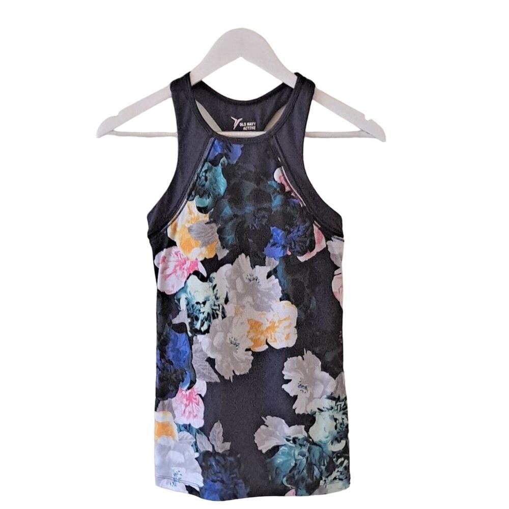 Old Navy Blue Multicolored Racerback Floral Swim Top.- Size SP